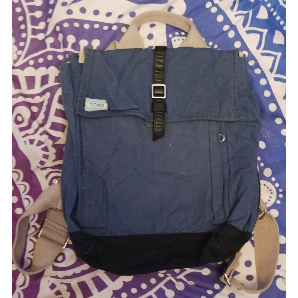 Toms Trekker Blue‎ Waxed Canvas Knapsack Minimalist Backpack